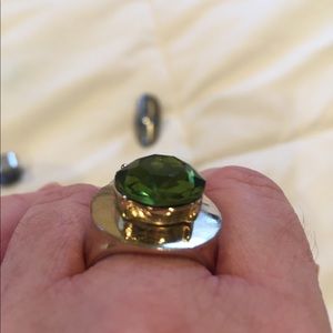 Ralph Lauren large stone faux peridot ring. Sz 6/7